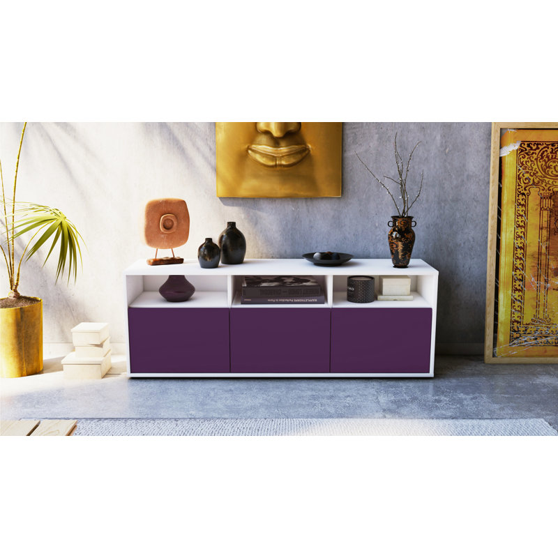 Wylie Unfinished TV Stand, Purple / Matte White