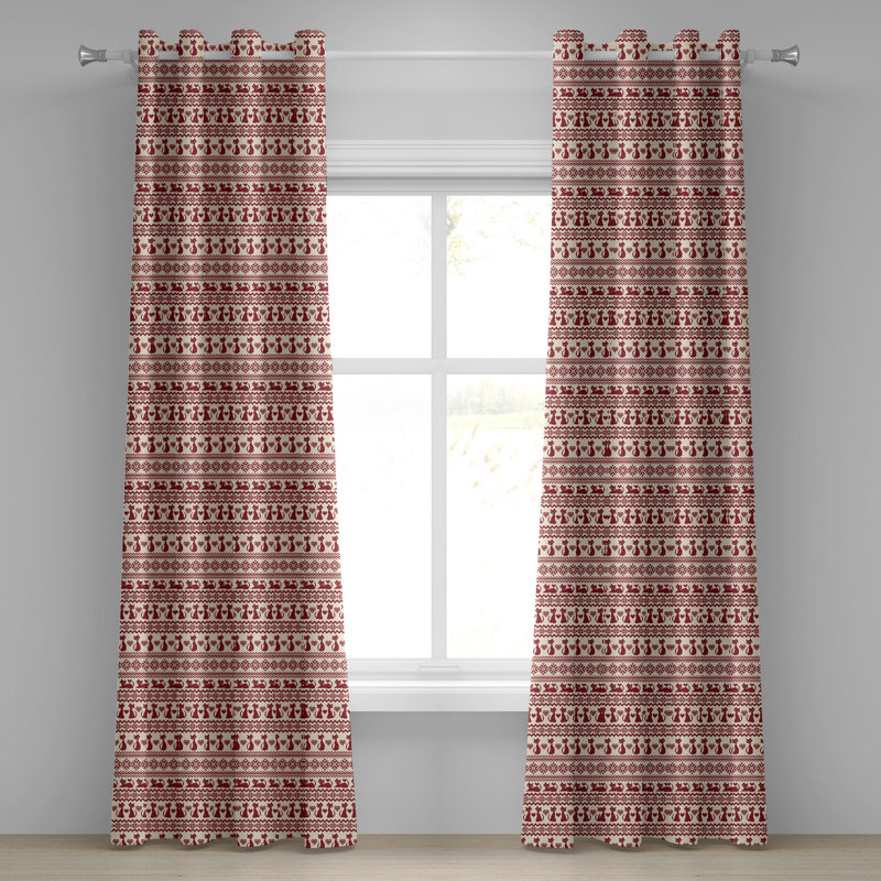 Rideau à œillets décoratif à 2 panneaux East Urban Home Nordic, 50 po, rubis beige, L 50 po x L 108 po