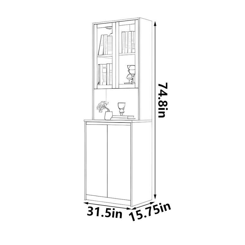 Frese,  (6 Shelves) 74.8"H x 31.5"W x 15.75"D