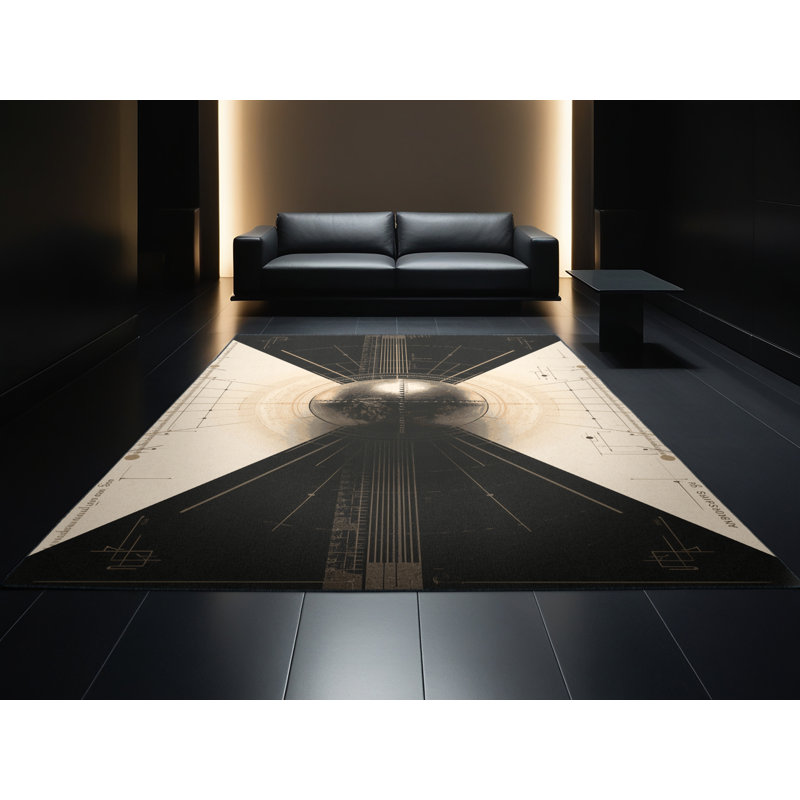 Machine Washable Hubbard Shot Put Industrial Rug in Brown – Black Binding, 8x10