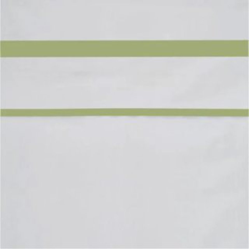 400TC Embroidery & Border Cotton Sateen Solid Pillow Sham, 20" H x 30" W, White/Sage Border