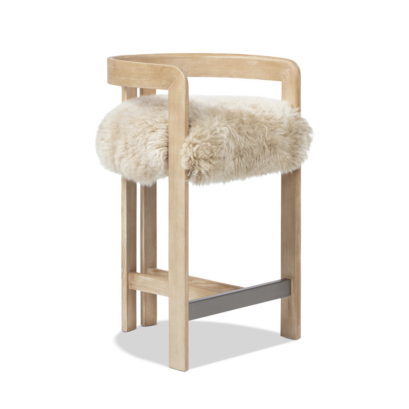 Tabouret de comptoir 26,5 po Burress, Blanc délavé