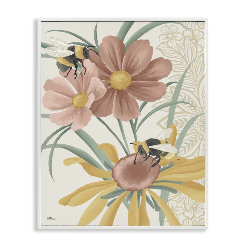 Bourdons pollinisateurs chat Thurman Designs bg-141, Estampe numérique encadrée blanc bord de mer, H 30 po x l 24 po