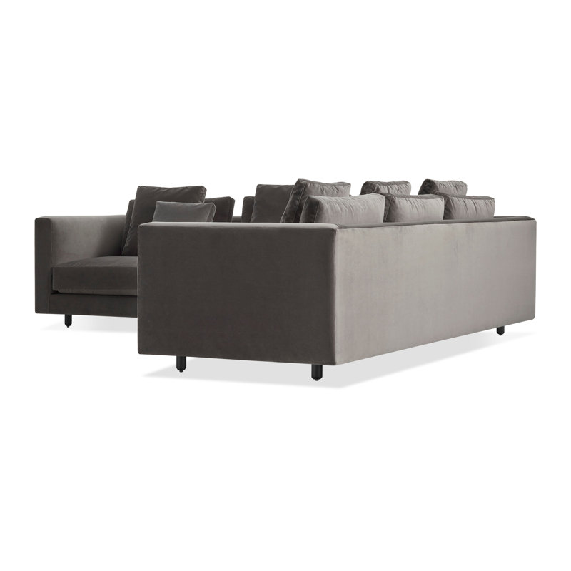 Hands Down Sectional, Camel Velvet/Sanford Navy, Left Hand Facing, Tofte Navy Polyester Blend
