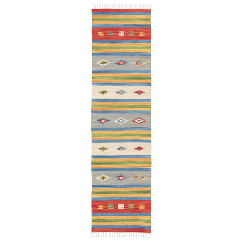 Barhorst Hand Woven Cotton Southwestern Rug, Runner 2'3" x 9'