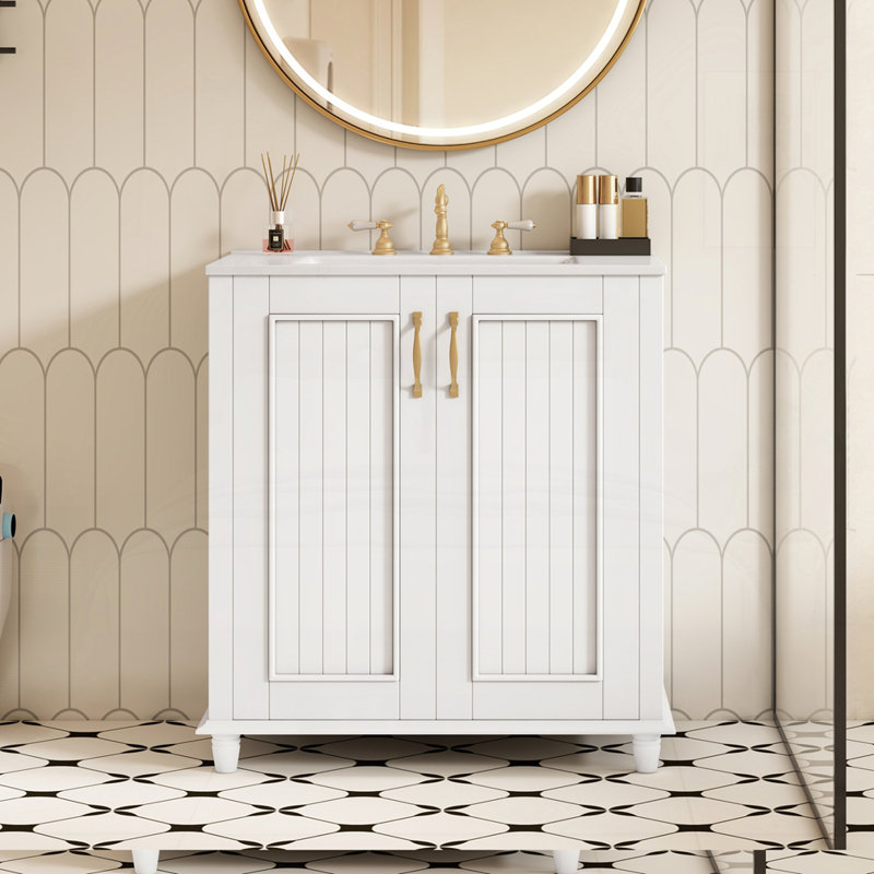 Meuble-lavabo 30 po avec lavabo en céramique, Blanc