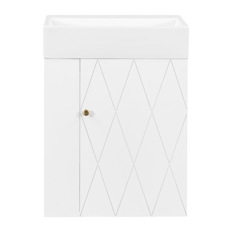 Meuble-lavabo compact et moderne avec lavabo en céramique, panneau de fibres à densité moyenne et fabrication en bois pour les petites salles de bain