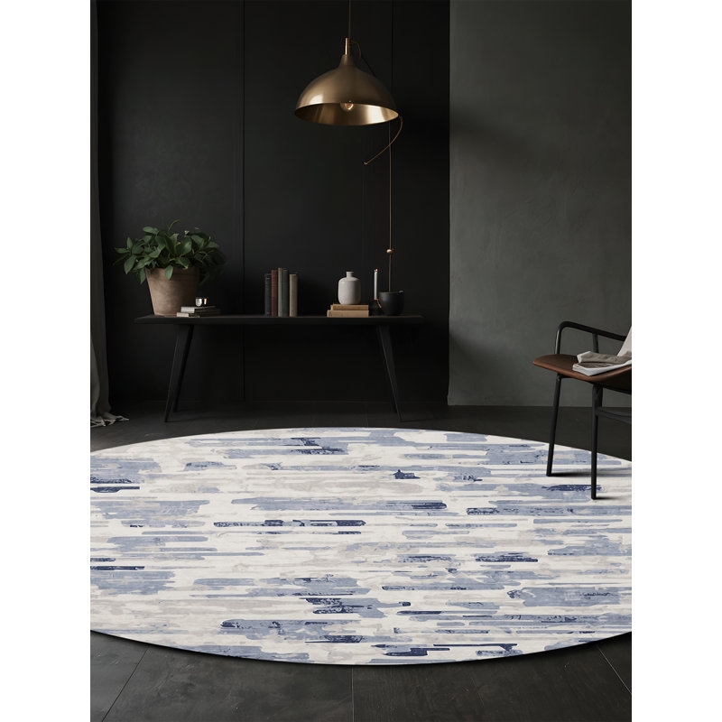 Tapis gris lavable à la machine, Rond 8 pi