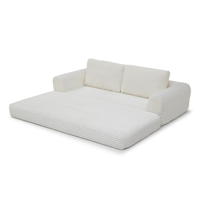 Canapé futon rembourré désossé, Velours côtelé beige