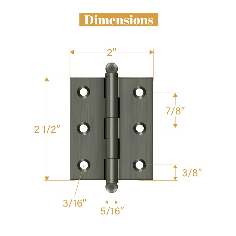 2.5'' x 2'' Butt Bearing Hinge, Antique Nickel