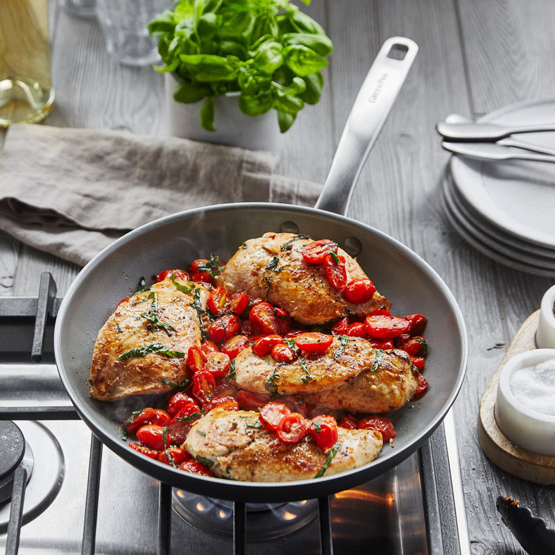 Gray Aluminum Ceramic Nonstick 2-Piece Frying Pan Set