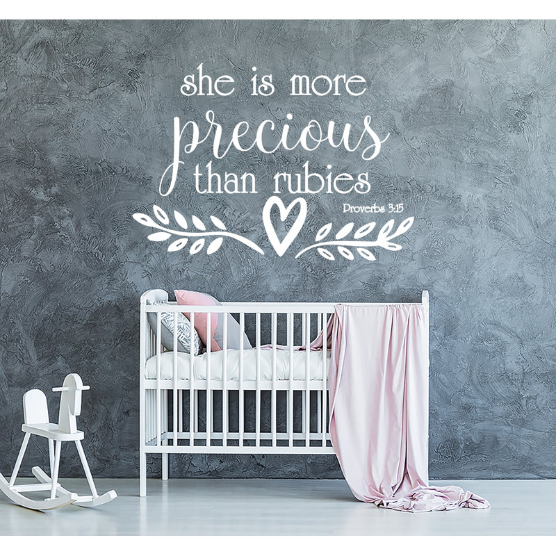 Adhésif décoratif «She is More Precious Than Rubies», H 22 po x l 40 po, Blanc