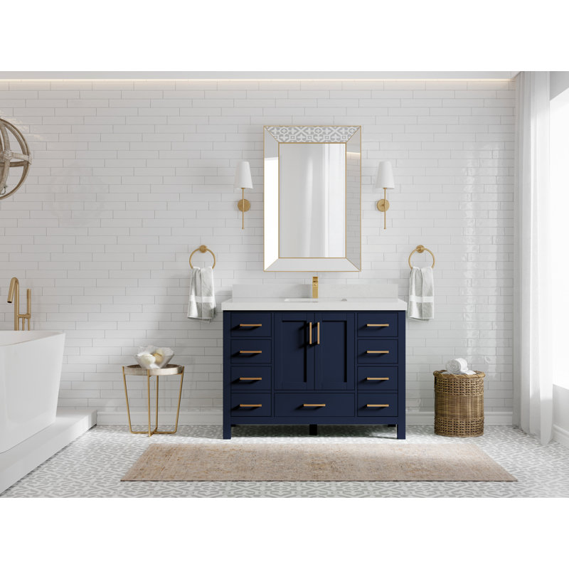 Ensemble de meuble-lavabo simple 48 po Malibu, Quartz de Carrare