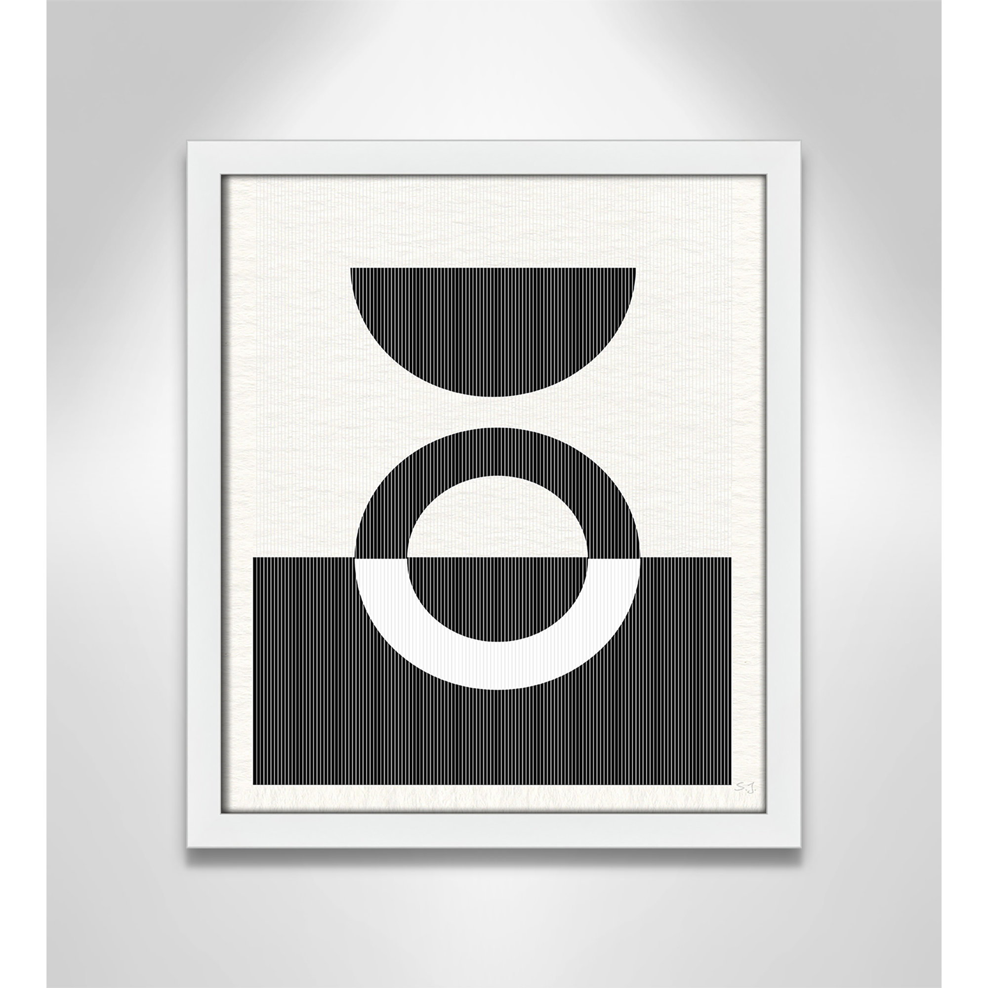Eclipse III, Satin White Framed, 15" H x 13" W x 0.75" D