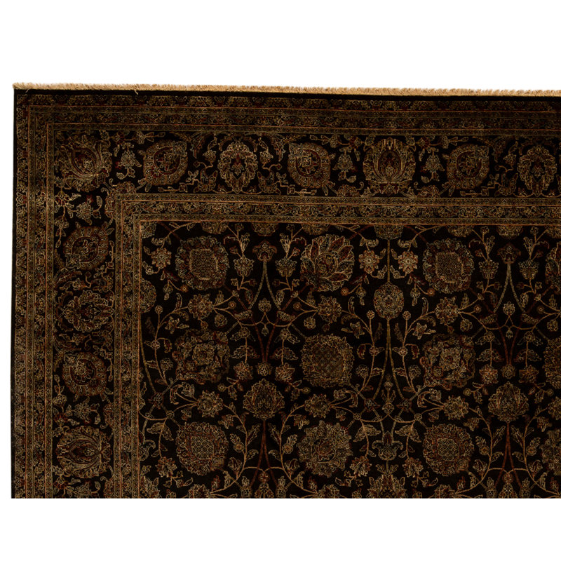 High-Quality Hand-Knotted Black Area Rug