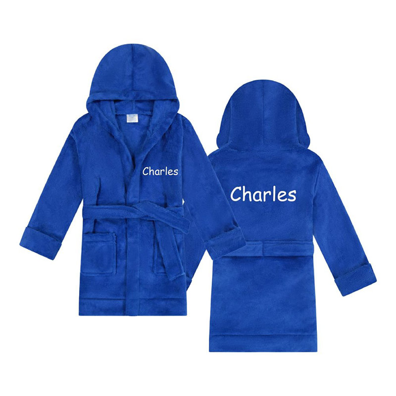 Peignoir en molleton avec poches et capuche Brookridge, Bleu, Oui