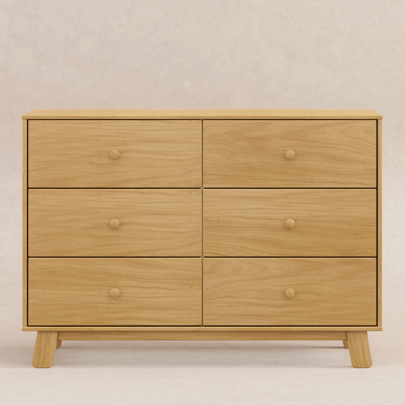 Hudson Modern 6-Drawer Assembled Double Dresser, Natural