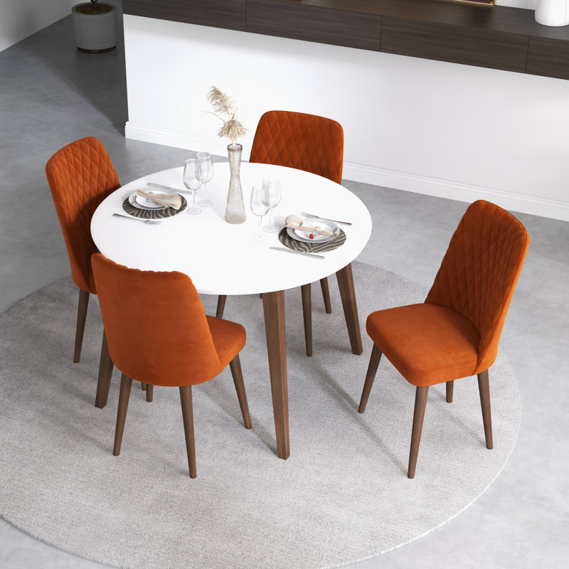 Ensemble de salle à manger en bois massif d'eucalyptus pour 4 personnes Kiazer