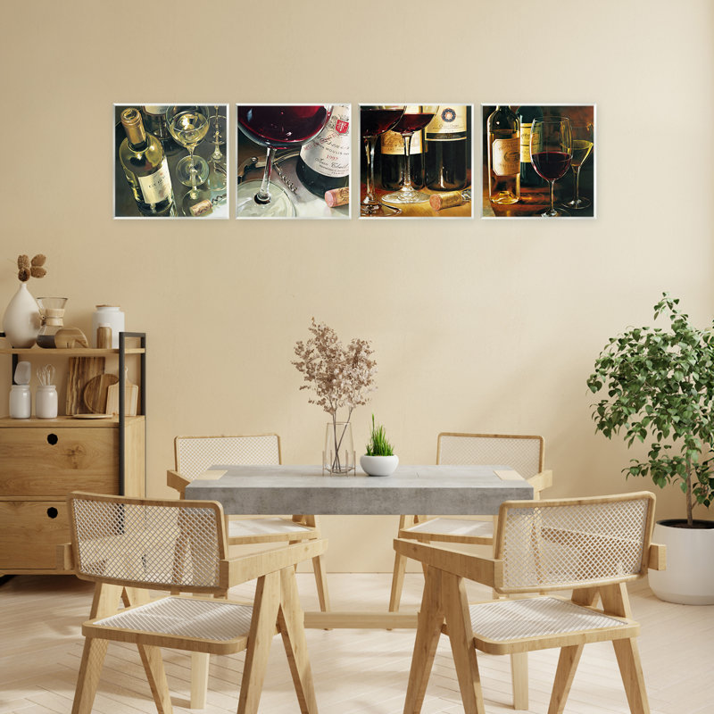 Ensemble de 4 plaques murales Elegant Wine Still Lifes, design par Stefano Ferreri
