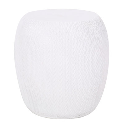 Outdoor Lightweight Concrete Table With Mesmerizing Braided Pattern In Antique White Shade Charming Side Table, For Decor
