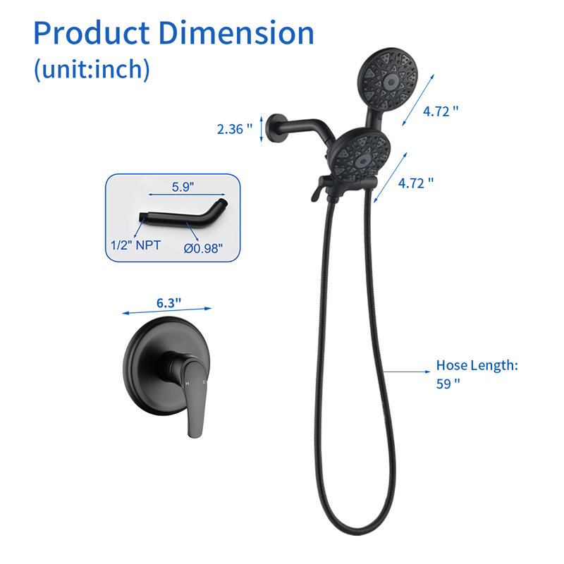 Shower Faucet Set Complete Shower Kit Dual Shower Head And Handheld 2 In 1 Combo Set Shower System Shower Trim Kit Combo Set Shower Fixtures