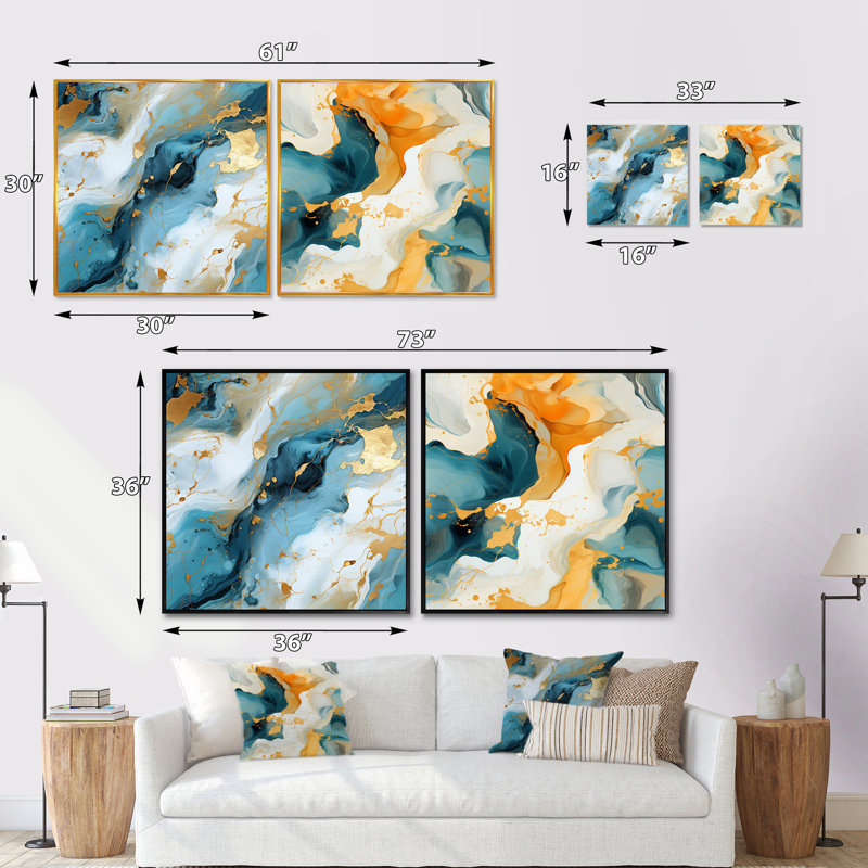 Jeremy - Ensemble de 2 collages abstraits carrés, H 30 po x l 61 po, Toile tendue