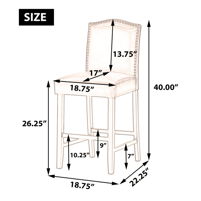 Ensemble de 2 tabourets de comptoir en cuir Aizayah, Tabouret de comptoir (siège d'une hauteur de 27 p, Brown PU