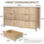 Commode 6 tiroirs avec panneau cannelé, commode large, commode courbée en bois pour garde-robe avec poignées larges en métal, rangement pour commode-1678951009
