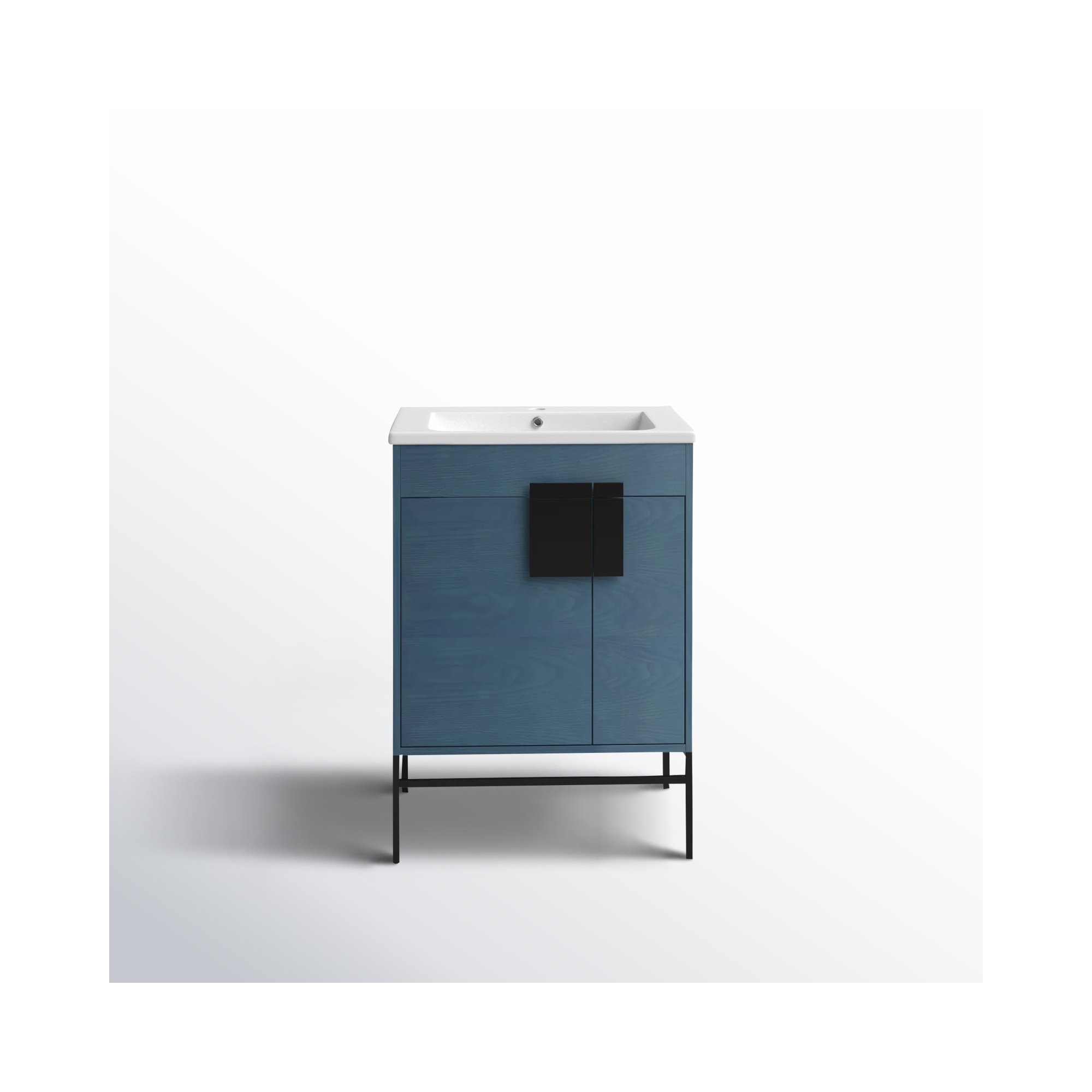 Maisie 24'' Single Bathroom Vanity, French Blue, Black Matte