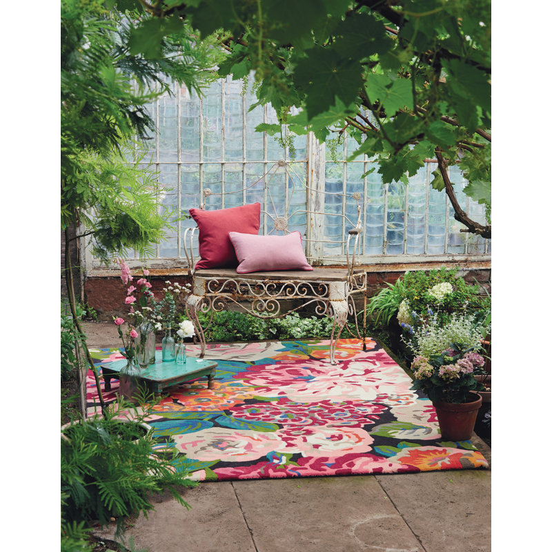 Hand Tufted Wool Floral Area Rug, Rectangle 5'7" x 7'10"