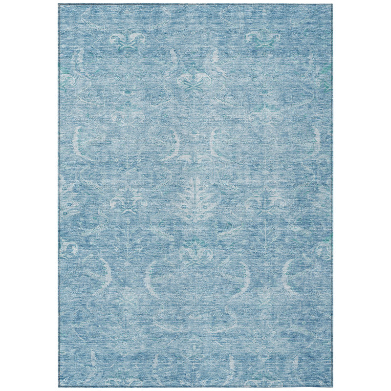 Dahana Blue Washable Indoor-Outdoor Rug - , 3' x 5'