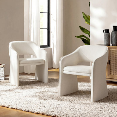 Chaise d'appoint rembourrée en lin avec accoudoirs