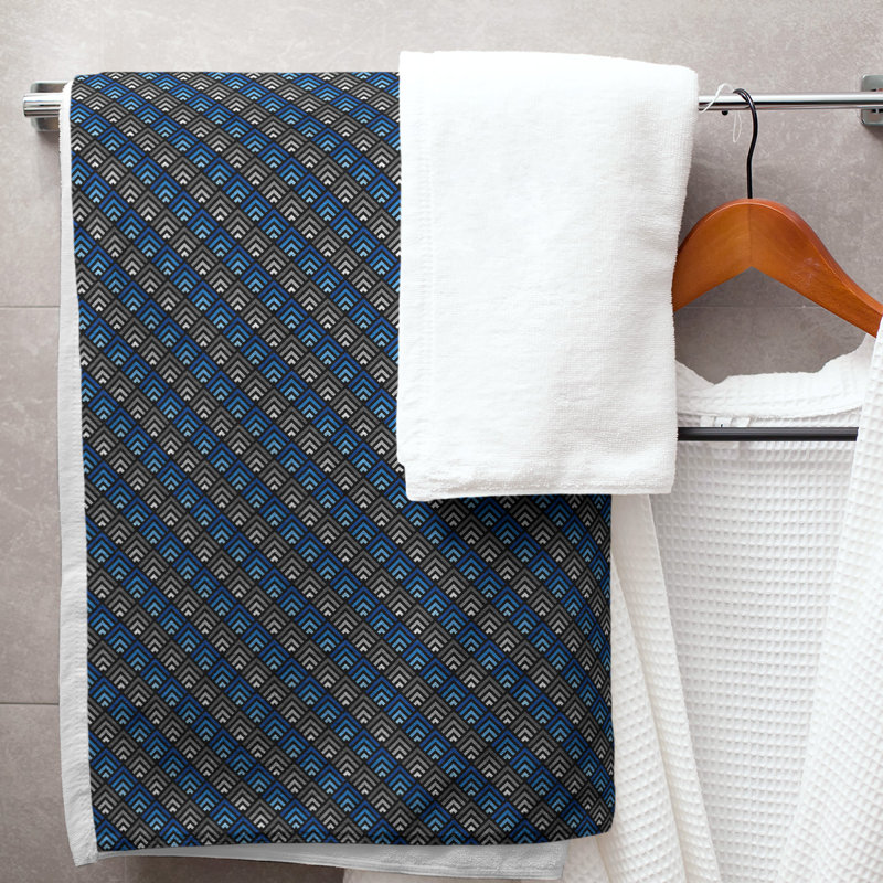 Katelyn Elizabeth Cotton Blend Bath Towel, Blue/Black