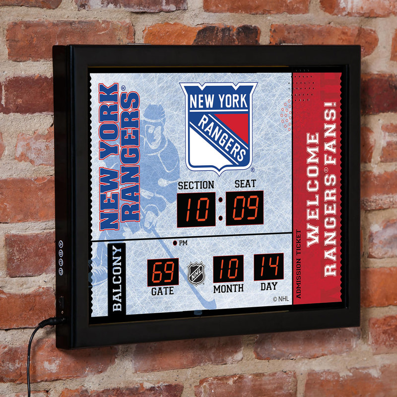 Horloge murale New York Rangers Bluetooth, Blanc / Bleu / Rouge, Rangers de l'équipe sportive de New York