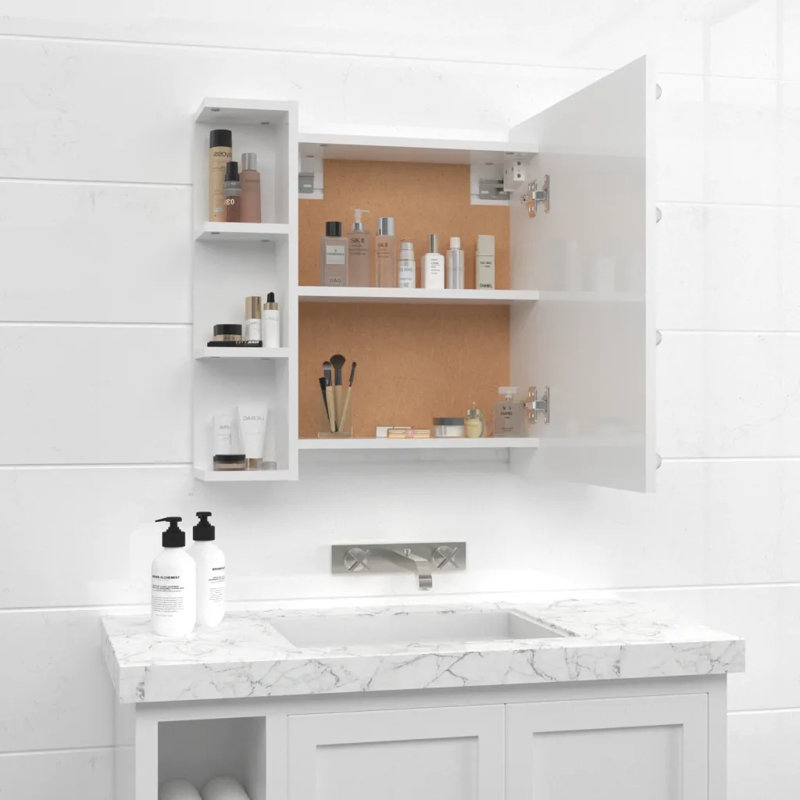 Ivenita Flat Makeup / Shaving Mirror with Shelves, Sonoma Oak