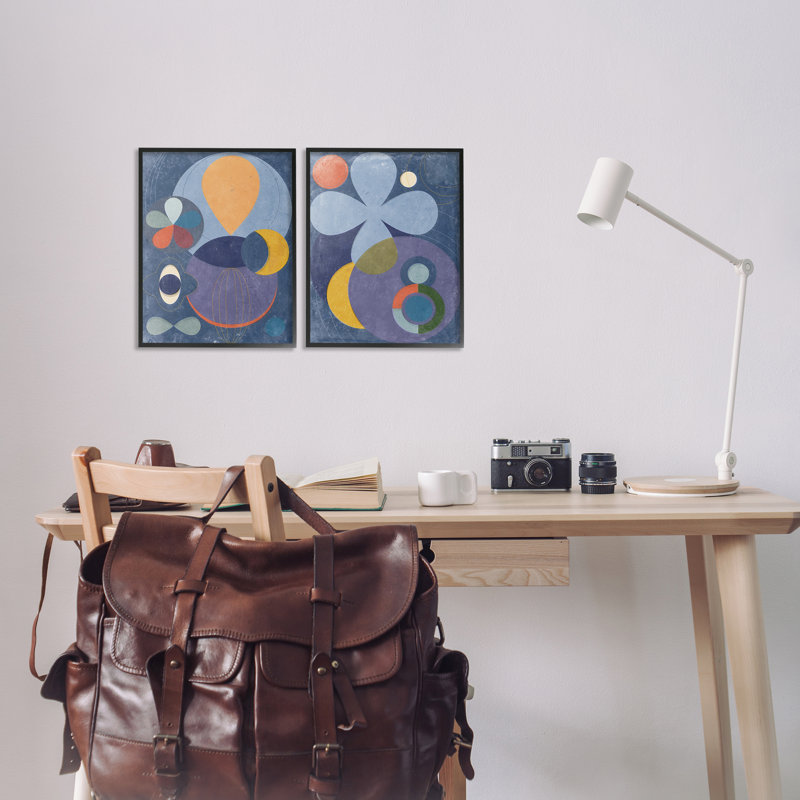  «Retro Mixed Shapes», ensemble de 2 giclées par Victoria Barnes, H 14 po x l 11 po, Giclée encadrée noir minuit