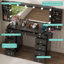 Coiffeuse avec miroir, 11 tiroirs, station de charge, 3 modes d'éclairage-465836689