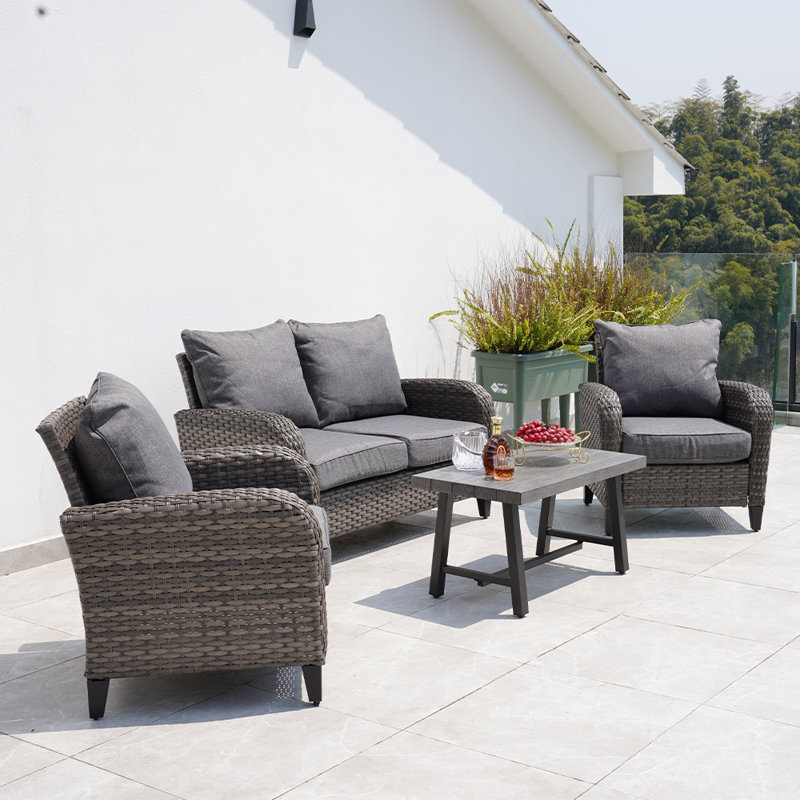 Alixander 4 - Person Patio Conversation Set with Cushions