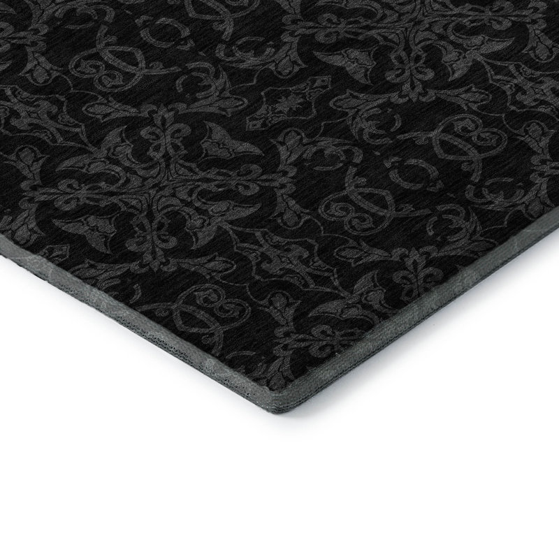 Tapis gris Prisco lavable à la machine de qualité supérieure, Rectangle 10 pi x 14 pi