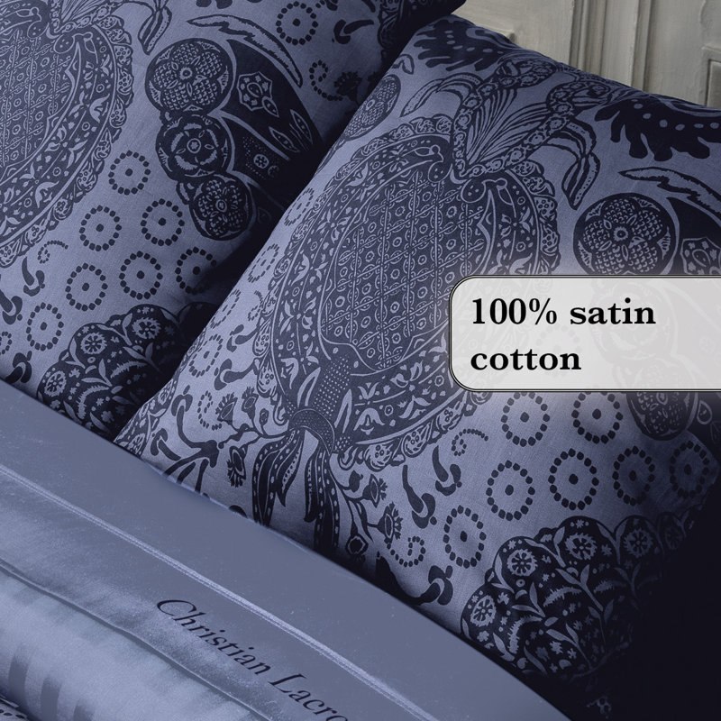 CXL By Christian Lacroix Damask Duvet Cover Set with Pillowcases Included, Kingsize - 2 Pillowcases (63 x 63 cm), Blue