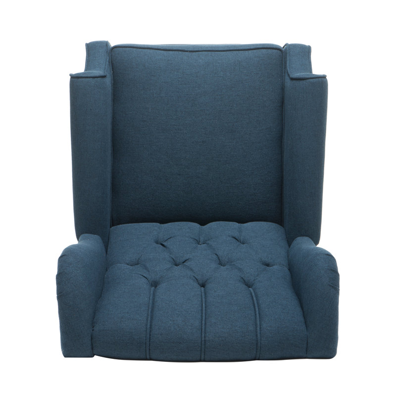 Alta Traditional 28.5" Wide Manual Wingback Recliner Chair with Button-Tufted Diamond Stitching, Dark Blue