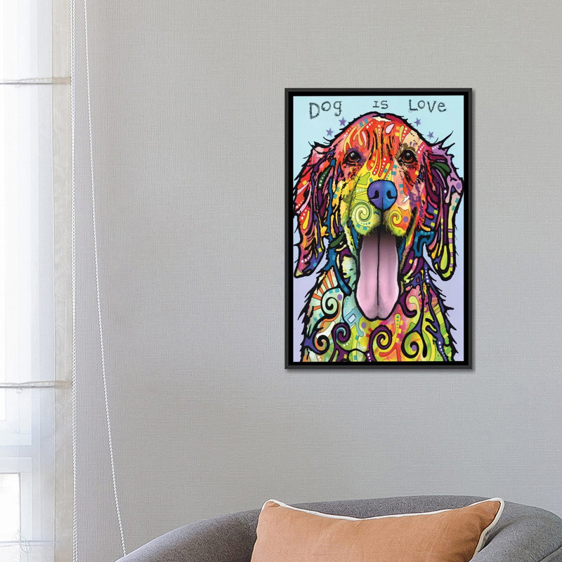 «Dog is Love», impression sur toile tendue, H 26 po x l 18 po x p 1,5 po, Pas de tapis, Toile tendue