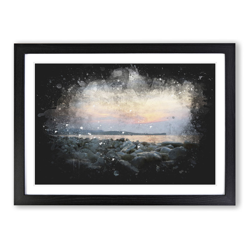 A Pebble Beach Paint Splash - Picture Frame Graphic Art, 36cm H x 48cm W x 2cm D, Black