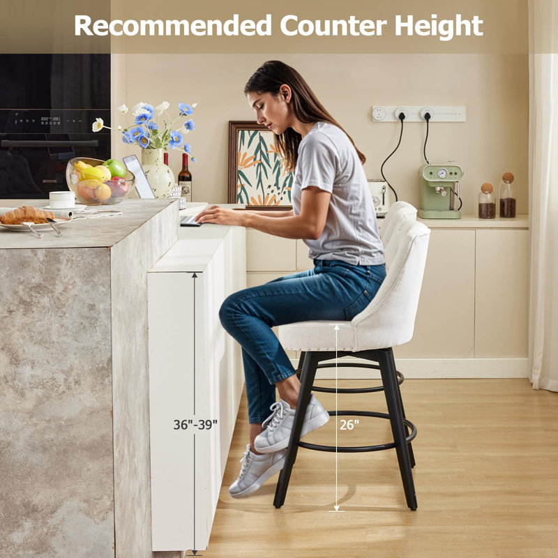 Swivel Counter Stool with Metal Frame