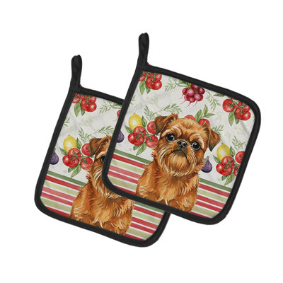Belge Brussels Griffon Vegetables Pair of Pot Holders