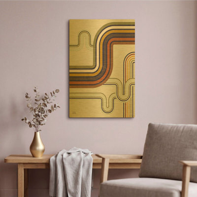 «Retro Subway 1» par Melissa Averinos, art mural en métal doré, 12 po x 16 po