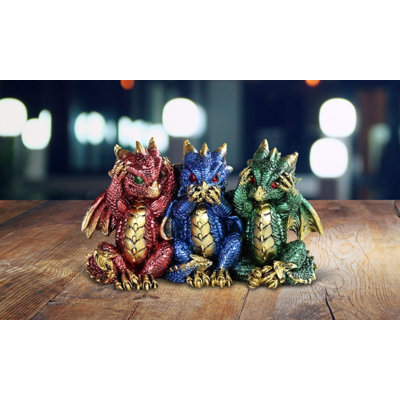 Figurine de dragon 5,5 "W Hear See Speak No Evil   