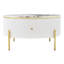 Table basse ronde moderne de 31,5 po avec 2 grands tiroirs pour un rangement élégant