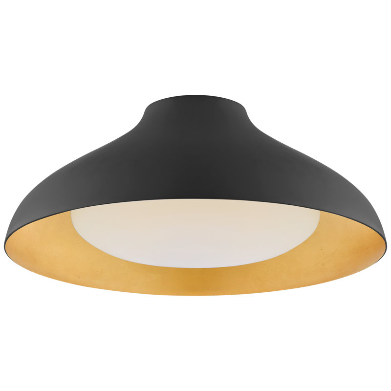 AERIN Agnes Flush Mount, Matte Black, 7" H x 18" W x 18" D