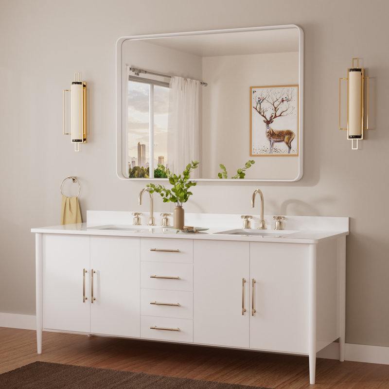 Miroir d'appoint Tyro, 48 po x 36 po, Blanc, Rectangulaire